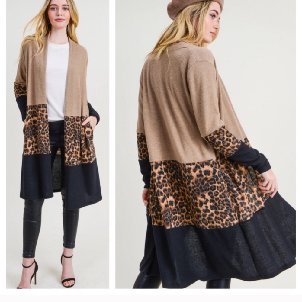 LAST 1 LEFT‼️ Leopard block brushed knit cardigan - Picture 3 of 5